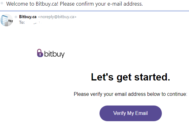 bitbuy account sign up inbox message