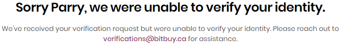 bitbuy account not verified